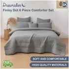 Dreamaker Finley Dot 6 Pcs Comforter Set Coverlet Bedspread Charcoal Super King