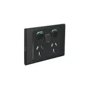 Clipsal Iconic STYL Double Switched Internal Power point with extra Switch Cover Plate Silver Shadow - S3025XC-SH