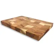 Acacia wood chopping board - juice groove on one side - built in handles 38x25cm