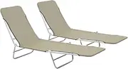 VRAXO Folding Sun Loungers 2 pcs Steel and Fabric Taupe -7.75KG,44303