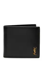 Saint Laurent Logo Leather Wallet - Black ONE SIZE