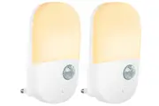 Motion Sensor LED Night Light Plug-in Wall, Warm White Lamp, PIR Movement Activated Nightlight for ren/Adults, Stairs, Hallway, Kitchen, Bedroom - White