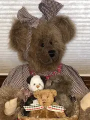 Vintage Tags A Muffin Hannah Teddy Bear Babies In Basket Home Signed Numbered