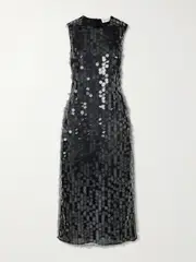 [16ARLINGTON] 16ARLINGTON - Tovia Sequin-embellished Tulle Midi Dress - Black - UK 14 UK 14 Black