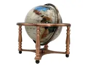 13" Tall Pearl Ocean 4- leg Copper table stand Gem Gemstone World globe