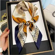 [ROBAUN] Silk Scarf for Women 27.6" Square Hair Wrapping, Fashion Printing Satin Headscarf Handbag Hat Decoration