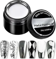Metal Gel Nail Polish - 7ml Silver Chrome Polish, 3D Mirror Shine, High-pigment Formula | Ultra-glossy Effect Durable Wear, Easy Brush-on Application For Women, Girls, Professional Nail Desig