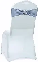 MDS Pack of 100 Spandex Chair Sashes Bow sash Premium Stretch Chair Cover Band with Buckle Slider Elastic Chair Ties for Wedding and Events Decoration Spandex Slider Sashes Bows - Dusty Blue