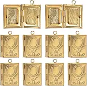 [SAFIGLE] 10pcs Copper Book Photo Box Picture Locket Charm Locket Charms Bulk Book Charms for Bracelets Picture Lockets Locket Pendant Locket Charms for Jewelry Making Pendant Photo Charms
