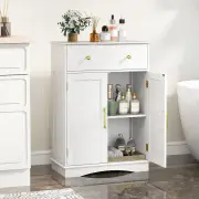CostwayFloor Storage Cabinet with Drawer and Adjustable Shelf-White