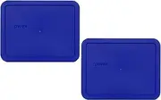 Pyrex 7211-PC 6 Cup Cobalt Blue Rectangle Food Storage Lid for Glass Dish (2, Cobalt Blue)