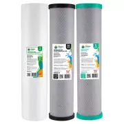 Triple 20" x 4.5" Big Blue Water Filter Pack Dual Carbon 2-28 4-19LPD 4-19CTO