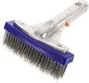 BUGUUYO Handle Steel Wire Pool Brush Head for Wall Floor Cleaning Heavy Duty Versatile Pool Brush for Thorough Debris Removal