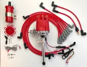 FORD FLATHEAD 239 255 49-53 RED Small Cap HEI Distributor +PLUG WIRES +45K COIL (for: Ford)