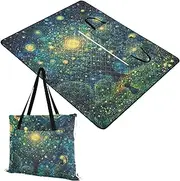 Yoogain Outdoor Mat Sand Free Beach Outdoor Playmat for Outdoorsy Women Summer Gift Boy and Dog Glittery Stars Tree Dreamy 60x80in