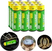 JINTION Rechargeable AA Batteries Solar Light Replacement NiMh Double a 600mAh 1.2V Battery Replace for Garden Lantern String Lights(12Pack)