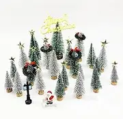 Small Christmas Tree,Mini Christmas Tree, Small Pine Tree with Wooden Bases for Xmas Holiday Party Home Tabletop Tree Decor (42pcs kit)