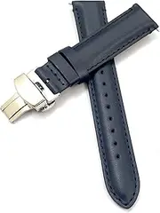 [g24] 21mm Genuine Leather Blue Watch Band Strap for Men and Women | Comfortable and Durable Material | Deployment Silver Buckle-13