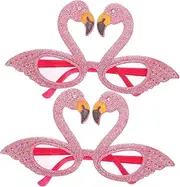 [FOYTOKI] 2pcs Party Glasses Hawaii Sunglasses Clear Sunglasses Flamingo Eyeglasses Clear Glasses Funny Sunglasses Photo Booth Props Cosplay Party Eyeglasses Glitter Powder Diamond