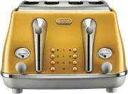 DeLonghi Icona Capitals Yellow 4 Slice Toaster
