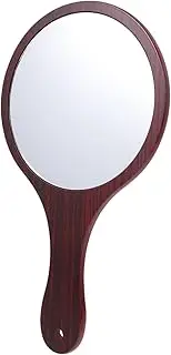 [Outanaya] Retro Wooden Handle Handheld Makeup Mirror Portable Travel Mirror for Cosmetics for Business Trips Daily Use