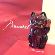 Baccarat Maneki Neko Gold Lucky Cat Good Fortune Gold Items Red in box New