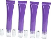 Happyyami 4pcs Refillable Squeeze Tubes Portable Empty Roller Ball Bottles for Eye Cream Essential Oils Violet Soft Squeeze Design for DIY Skincare and Hydration