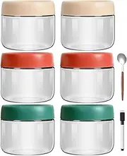 11oz Overnight Oats Container Jar with Screw Lid，Wide Mouth Mason Jars，Airtight Glass Meal Prep Containers for Meal Prep Salad Chia Pudding Snacks Yogurt Sugar Spice Cereal (6)