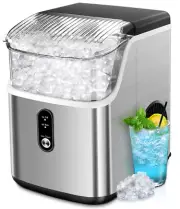 Nugget Ice Makers Countertop, Pebble Ice Machine with 35Lbs/24H Soft Ice, Self-C