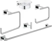 Grohe 40758001 Essentials Cube Master Bathroom Set 5-in-1, Starlight Chrome