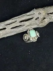 Unique Navajo Native American Royston Turquoise Sterling Silver Ring Size 8.5