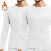 [FIANA FASHIONS] Mens Winter Warm Thermal Long Sleeve Top, Cotton Quick Drying Underwear Baselayers Suitable for Daily Use, S M L XL XXL Inner Wear Undershirt (Pack of 2)