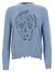 [Mcqueen] Mcqueen-Skull Sweater Maglioni Celeste-Uomo M