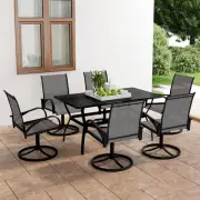 7 Piece Garden Dining Set Textilene Steel Outdoor Furniture Patio Table Ch 60284