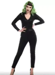Collectif Serina Feline Playsuit*Catsuit*Jumpsuit*Romper*VTG Rockabilly Pinup*12