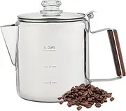 Coffee Pot, Stainless Steel Coffee Percolator, Stainless Steel Compact Machine for Commercial Outdoor Camp RV Family Friends Gathering