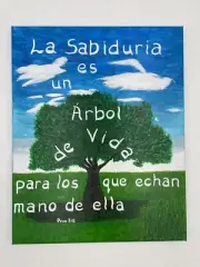 Wall Art Tree Of Life Spanish Acrylic On Canvas 16 X 20 Green Hand Painted Decor