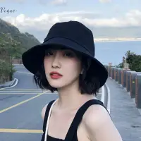 在飛比找蝦皮購物優惠-Vogue💖漁夫帽 遮陽帽 夏季防曬帽子 黑色漁夫帽女夏天小