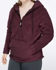 Victoria’s Secret PINK Teddy Half Zip Hoodie Medium, Luscious Plum New