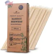 6 Inch Wood Skewers Bamboo Thick Pointy Sticks for Grilling Shish Kebob X100 Pie