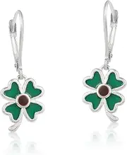 [Gem O World] Lucky Charms: Four Light Green Leaf Clover Earrings for Stylish Elegance and Symbolic Beauty, Sterling Silver, No Gemstone