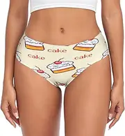 [RPLIFE] Cute Cartoon Cakes Yellow Briefs, Ladies Underwear Breathable, Women Comfort Panties, Xxl Womens Undies