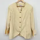 Donna Vinci Blazer Jacket Size 18 Cream Rhinestones Gold Buttons Lined New XL 1X