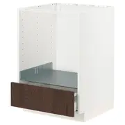 METOD / MAXIMERA base cabinet for oven with drawer, white/Sinarp brown, 60x60x80 cm