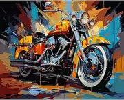 vooiceofco Paint by Numbers Adult Landscape Wrinkle-Free Canvas with 3 Brushes Acrylic Pigment DIY Oil Painting Canvas Set 40 x 50 cm Frameless Motorcycle