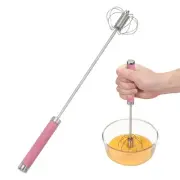 Stainless Steel Whisk, 13.6 Inch Semi-Automatic Whisking Tool, Pink