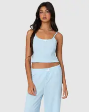 EDIKTED Womens Petal Printed Waffle Tank Top MIX