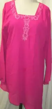 NEW Printed chiffon embroidery tunic top blouse - Printed kurta size L 42
