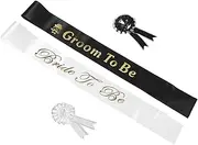 Operitacx 2 Sets Bride Groom Sash and Badge Set Elegant Lace Wedding Accessories for Bachelorette Celebrations Engagements Quick Assembly Versatile Fit Comfortable Wear