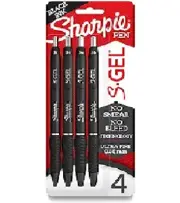 Sharpie S-Gel Gel Pens Ultra Fine Point 0.38mm Black 4 Count